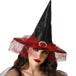 Sombrero de Bruja Rojo y Negro