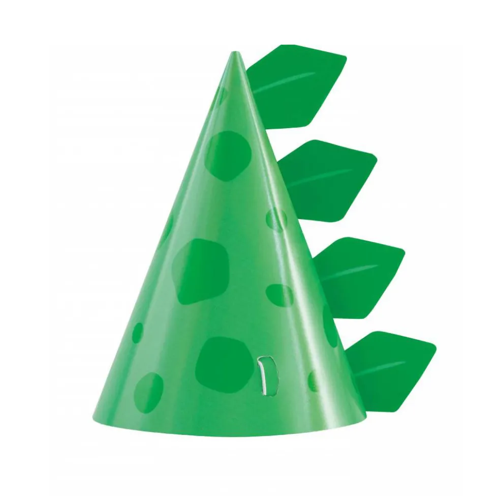 Sombreros de Papel Dinosaurio Azul y Verde 8 ud