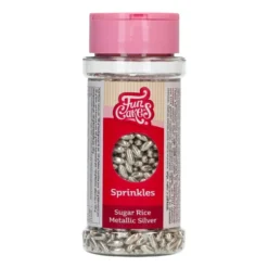 Sprinkles Granos de Arroz Plata Metalizado 80 gr - Funcakes