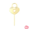 Topper para cupcake dorado - candado corazon
