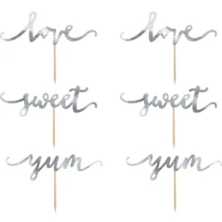 Topper para Cupcakes Love Plata 6 ud - Partydeco