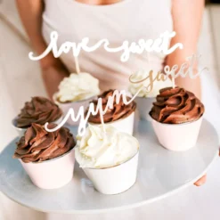 Topper para Cupcakes Love Plata 6 ud - Partydeco