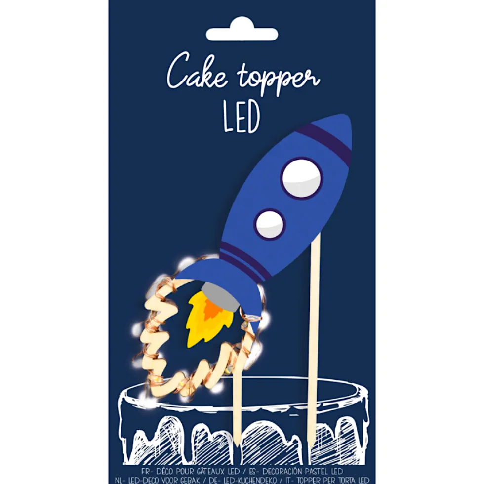 Topper para Tarta Cohete Led 13 cm - Scrapcooking