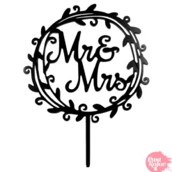 Topper para tarta negro - corona mr-mrs