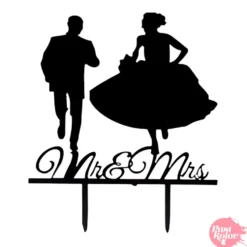 Topper para tarta negro - recien casados