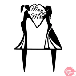 Topper para tarta negro - novias corazon