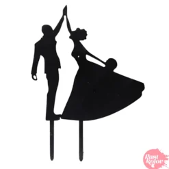 Topper para tarta negro - pareja bailando feliz