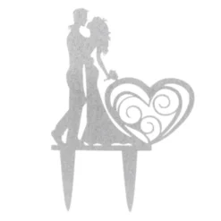 Topper para Tarta Pareja de Novios Plateada