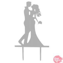 Topper para tarta plata - pareja novios