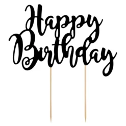 Topper para Tarta Happy Birthday Negro - Partydeco