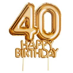 Topper para Tartas 40 Cumpleaños Oro