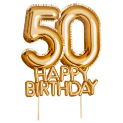 Topper para Tartas 50 Cumpleaños Oro