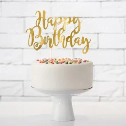 Topper para Tartas Happy Birthday Dorado 22 cm