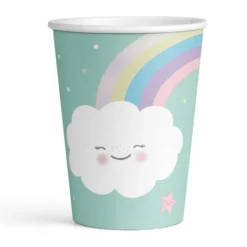 Vasos de Papel Arcoíris y Nube 250 ml 8 ud
