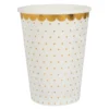 Vasos de Papel Blancos y Dorados 10 ud