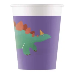 Vasos de Papel Compostables Dinosaurio Roar 200 ml 8 ud