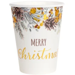 Vasos de papel Gold Merry Christmas 10 ud
