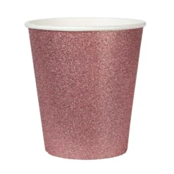Vasos Oro Rosado con Purpurina 10 ud