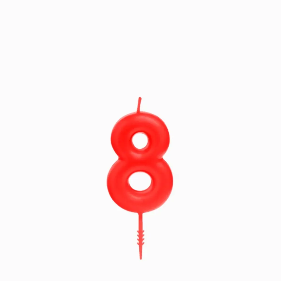 Vela de Cumpleaños Nº 8 Roja 6 cm