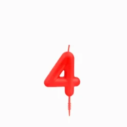 Vela de Cumpleaños Nº 4 Roja 6 cm