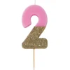 Vela Nº 2 Rosa y Dorada 12 cm