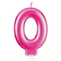Vela Nº 0 Rosa Metalizado 8 cm