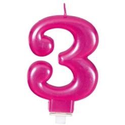 Vela Nº 3 Rosa Metalizado 8 cm