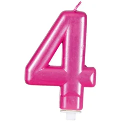 Vela Nº 4 Rosa Metalizado 8 cm