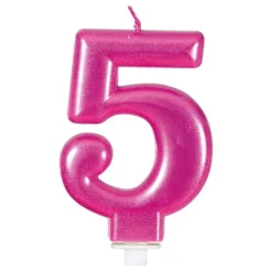 Vela Nº 5 Rosa Metalizado 8 cm