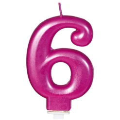 Vela Nº 6 Rosa Metalizado 8 cm