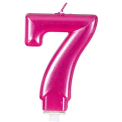 Vela Nº 7 Rosa Metalizado 8 cm