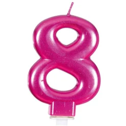 Vela Nº 8 Rosa Metalizado 8 cm