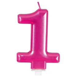 Vela Nº 1 Rosa Metalizado 8 cm
