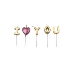 Velas i love you doradas 5 uds - Pastkolor