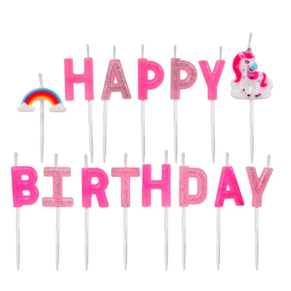Velas Happy Birthday Unicornio Arcoiris