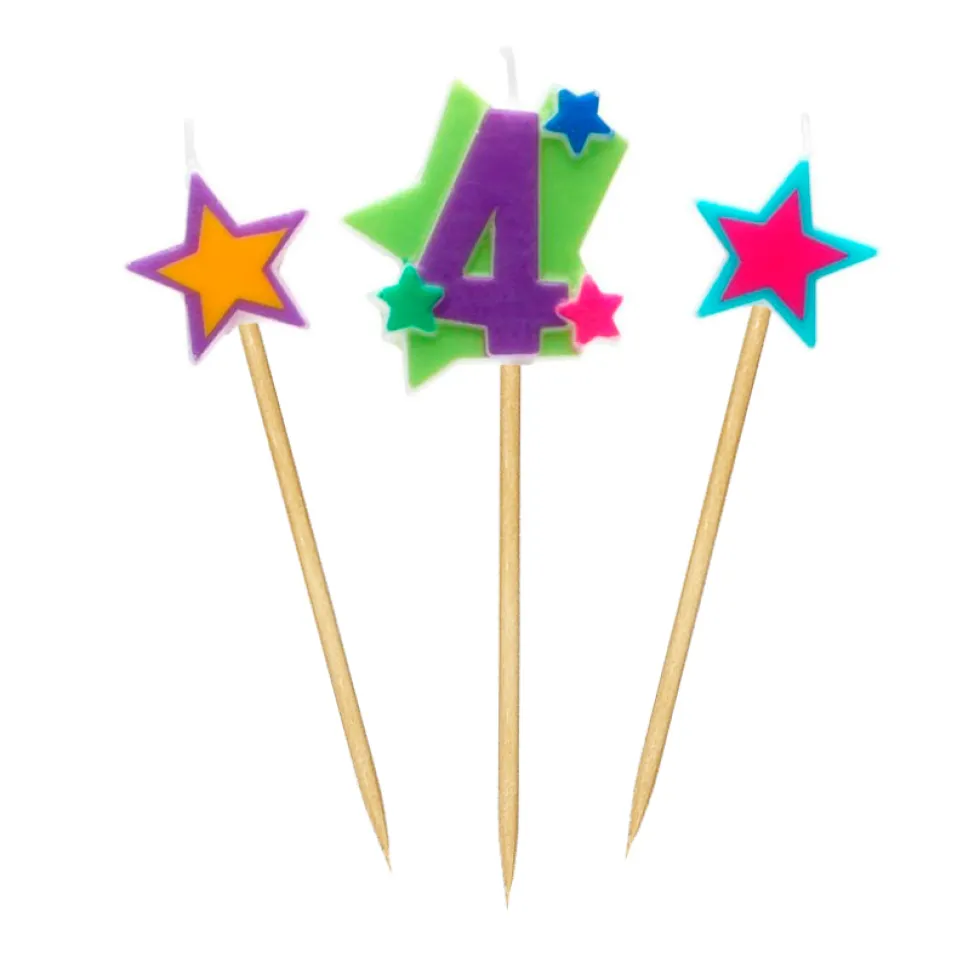 Velas Número 4 Estrellas