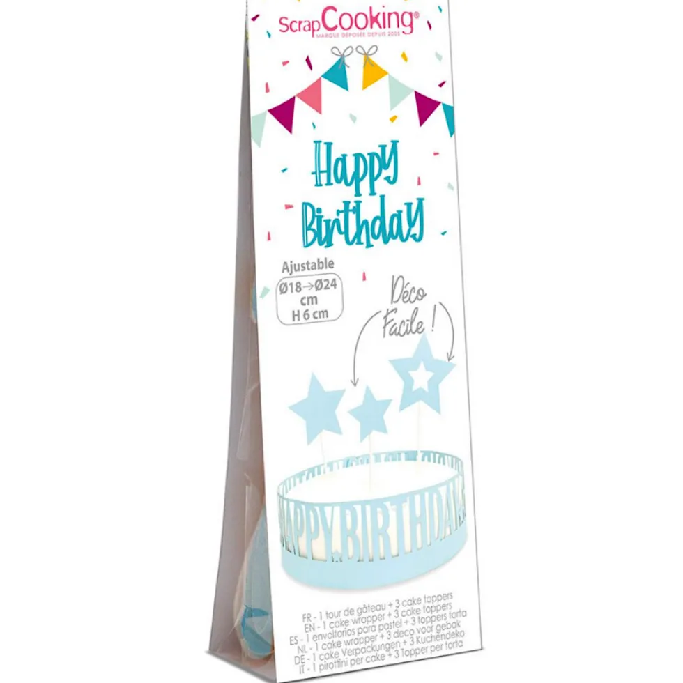 Wrapper + Toppers para Tarta Happy Birthday - Scrapcooking