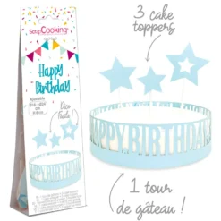Wrapper + Toppers para Tarta Happy Birthday - Scrapcooking